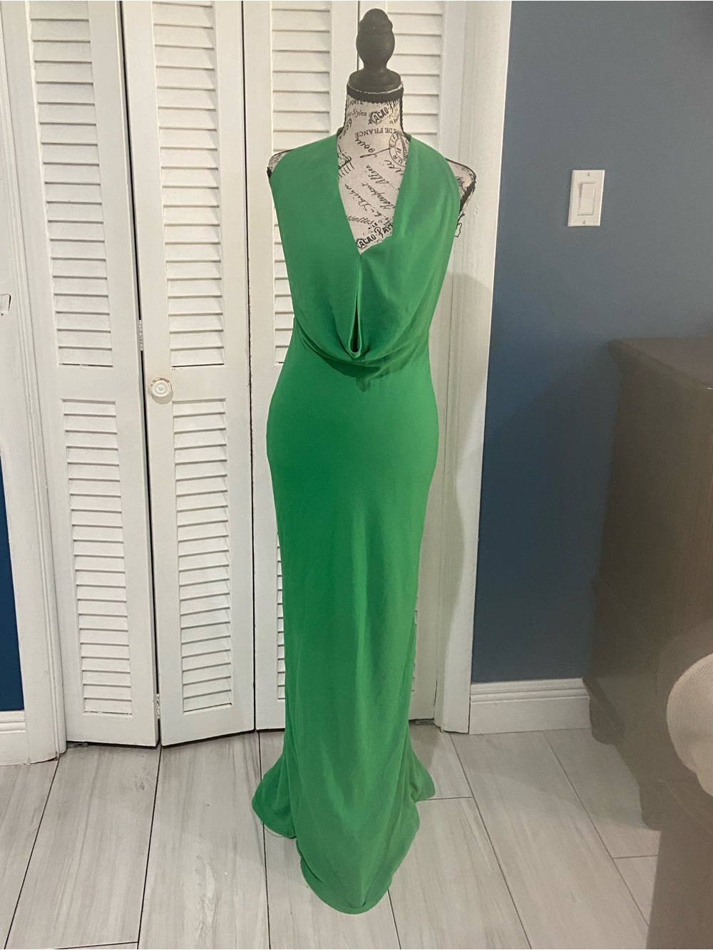 Runaway Green Cowl Halter Maxi Dress